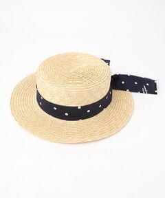 Mademoiselle NON NON / マドモアゼルノンノン ハット | リネンプリント DOT&LOGO柄ハット