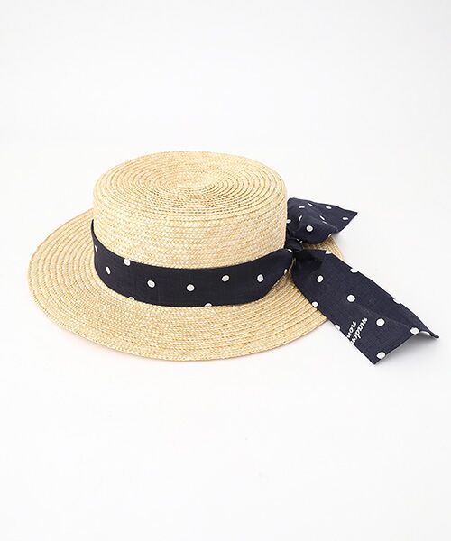 Mademoiselle NON NON / マドモアゼルノンノン ハット | リネンプリント DOT&LOGO柄ハット | 詳細1