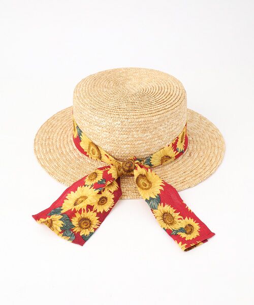 Mademoiselle NON NON / マドモアゼルノンノン ハット | リネンプリント ヒマワリ柄ハット | 詳細2