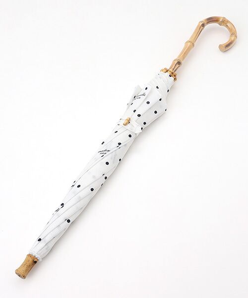 Mademoiselle NON NON / マドモアゼルノンノン 傘 | リネンプリント DOT&LOGO柄日傘 | 詳細1