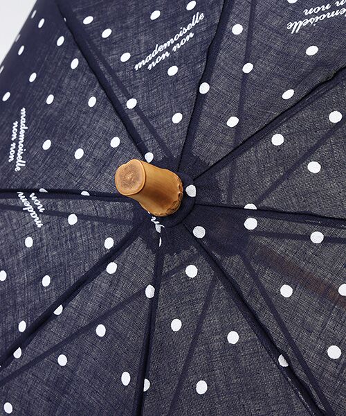 Mademoiselle NON NON / マドモアゼルノンノン 傘 | リネンプリント DOT&LOGO柄日傘 | 詳細5