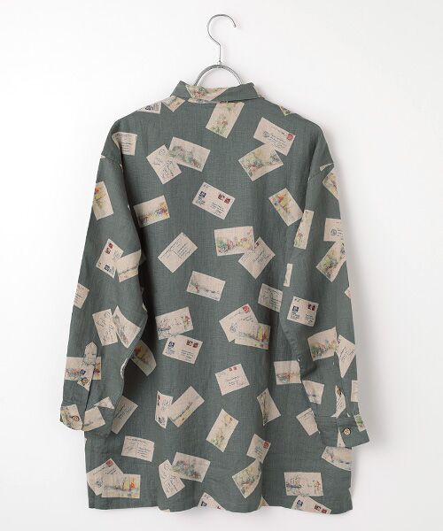 Mademoiselle NON NON / マドモアゼルノンノン シャツ・ブラウス | リネンプリント ポストカード柄プルオーバー型チュニック | 詳細1
