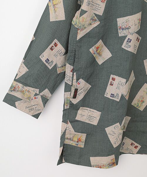 Mademoiselle NON NON / マドモアゼルノンノン シャツ・ブラウス | リネンプリント ポストカード柄プルオーバー型チュニック | 詳細3