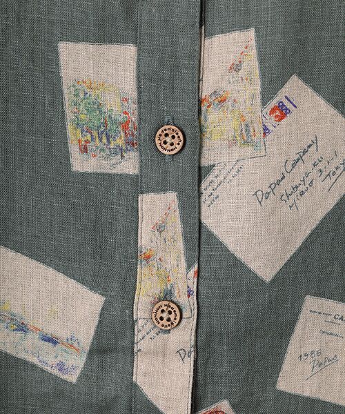 Mademoiselle NON NON / マドモアゼルノンノン シャツ・ブラウス | リネンプリント ポストカード柄プルオーバー型チュニック | 詳細5