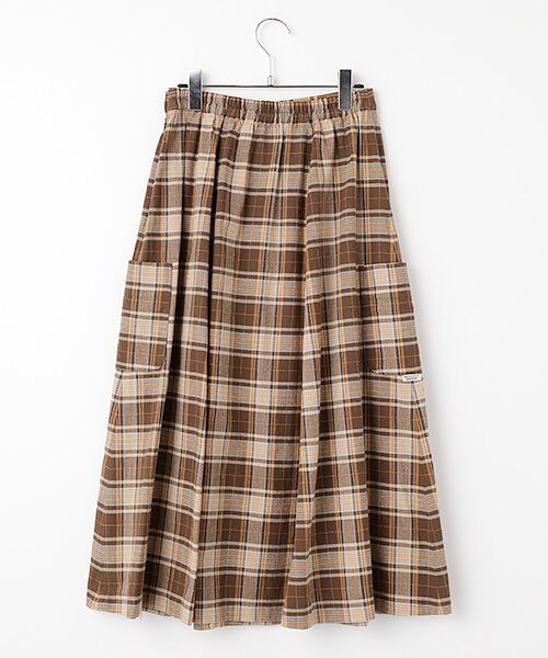 Mademoiselle NON NON / マドモアゼルノンノン ロング・マキシ丈スカート | コットンステッチチェックワッシャー ギャザーフレアースカート | 詳細2