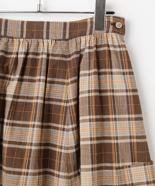 Mademoiselle NON NON / マドモアゼルノンノン ロング・マキシ丈スカート | コットンステッチチェックワッシャー ギャザーフレアースカート | 詳細3