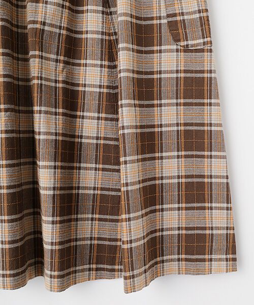 Mademoiselle NON NON / マドモアゼルノンノン ロング・マキシ丈スカート | コットンステッチチェックワッシャー ギャザーフレアースカート | 詳細4