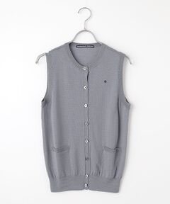 Mademoiselle NON NON / マドモアゼルノンノン ベスト | エクストラファインメリノ(天竺＆リブ) 前釦アキニットベスト