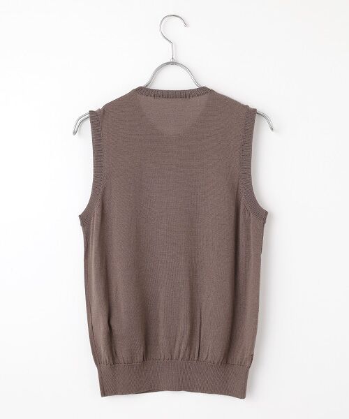 Mademoiselle NON NON / マドモアゼルノンノン ベスト | エクストラファインメリノ(天竺＆リブ) 前釦アキニットベスト | 詳細2