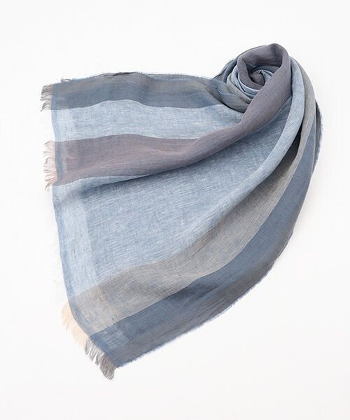 Mademoiselle NON NON / マドモアゼルノンノン マフラー・ショール・スヌード・ストール | <MA.AL.BI>マルビ リネン100％ボーダーストール | 詳細1