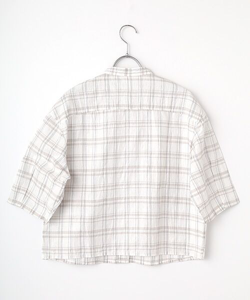 Mademoiselle NON NON / マドモアゼルノンノン シャツ・ブラウス | ストライプ＆チェックワッシャー クロップドオーバーシャツ | 詳細1