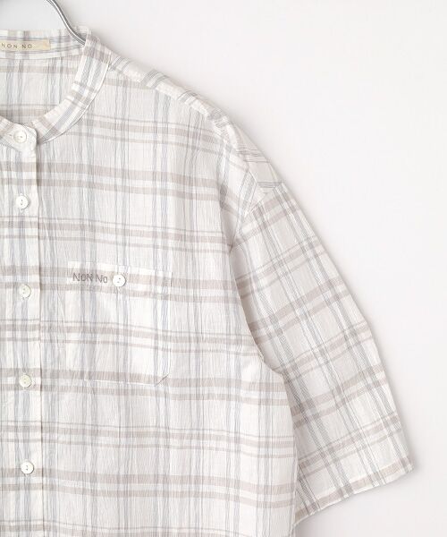 Mademoiselle NON NON / マドモアゼルノンノン シャツ・ブラウス | ストライプ＆チェックワッシャー クロップドオーバーシャツ | 詳細2