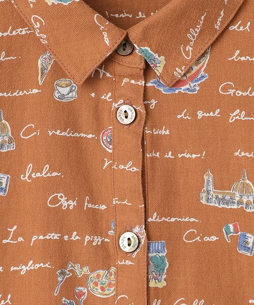 Mademoiselle NON NON / マドモアゼルノンノン シャツ・ブラウス | ピクチャーダイアリー柄プリントシャツ | 詳細2