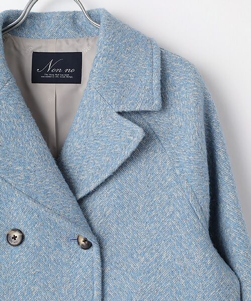 Mademoiselle NON NON / マドモアゼルノンノン ピーコート | リサイクルウールドビーツィードヘリンボン Pコート | 詳細2