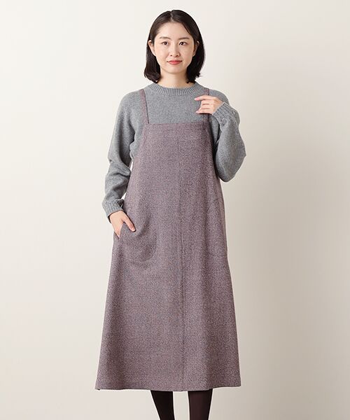 Mademoiselle NON NON / マドモアゼルノンノン ロング・マキシ丈ワンピース | ウールストレッチ杢ツィード ジャンパースカート | 詳細2