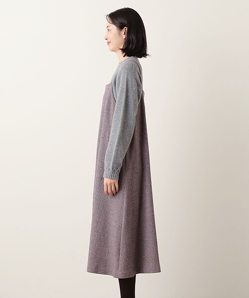 Mademoiselle NON NON / マドモアゼルノンノン ロング・マキシ丈ワンピース | ウールストレッチ杢ツィード ジャンパースカート | 詳細3