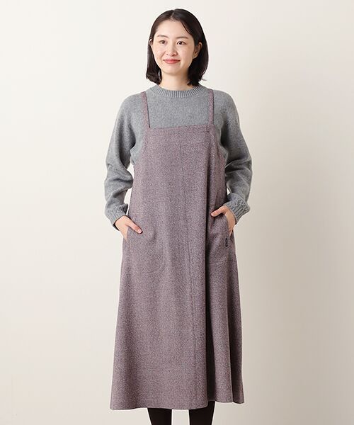 Mademoiselle NON NON / マドモアゼルノンノン ロング・マキシ丈ワンピース | ウールストレッチ杢ツィード ジャンパースカート | 詳細5