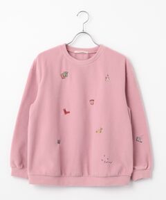Mademoiselle NON NON / マドモアゼルノンノン その他トップス | トスカーナフリース 飛ビ柄刺繍入リトレーナー