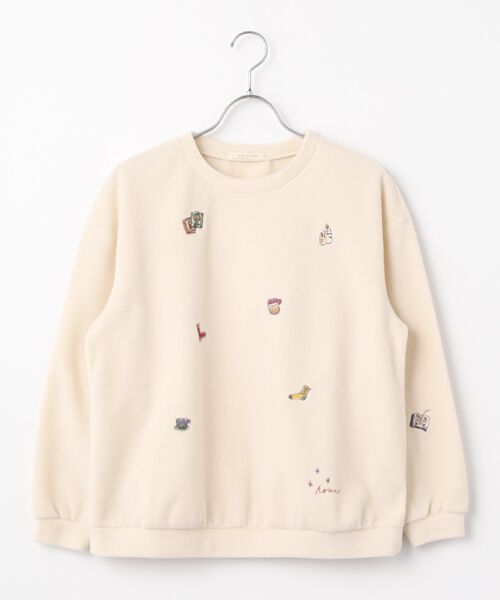 Mademoiselle NON NON / マドモアゼルノンノン その他トップス | トスカーナフリース 飛ビ柄刺繍入リトレーナー（クリーム）