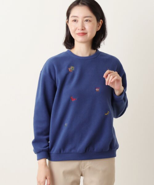 Mademoiselle NON NON / マドモアゼルノンノン その他トップス | トスカーナフリース 飛ビ柄刺繍入リトレーナー | 詳細8