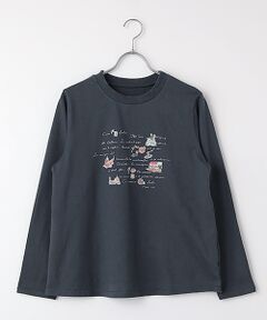 Mademoiselle NON NON / マドモアゼルノンノン Tシャツ | コーマ天竺 ピクチャーダイアリー柄プリントTシャツ
