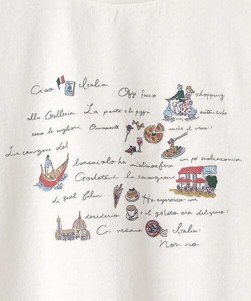 Mademoiselle NON NON / マドモアゼルノンノン Tシャツ | コーマ天竺 ピクチャーダイアリー柄プリントTシャツ | 詳細1