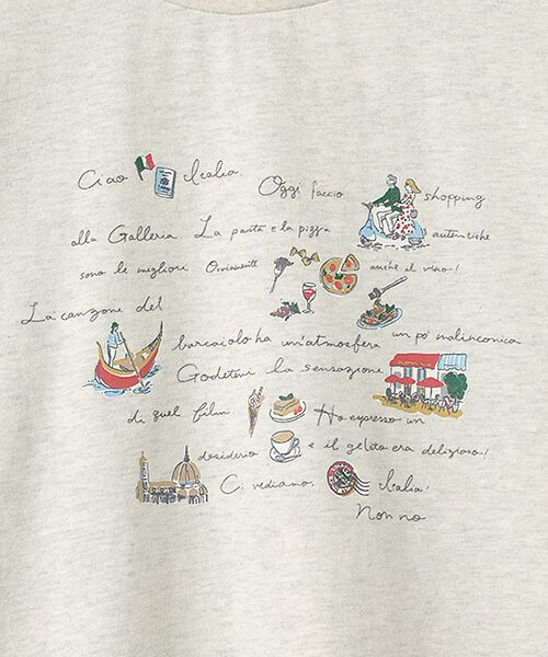 Mademoiselle NON NON / マドモアゼルノンノン Tシャツ | コーマ天竺 ピクチャーダイアリー柄プリントTシャツ | 詳細2