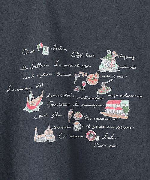 Mademoiselle NON NON / マドモアゼルノンノン Tシャツ | コーマ天竺 ピクチャーダイアリー柄プリントTシャツ | 詳細6