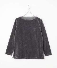 Mademoiselle NON NON / マドモアゼルノンノン カットソー | マルチカラーボーダー＆無地ベロア ボートネックカットソー