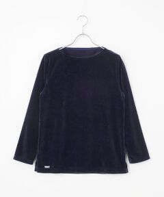 Mademoiselle NON NON / マドモアゼルノンノン カットソー | マルチカラーボーダー＆無地ベロア ボートネックカットソー