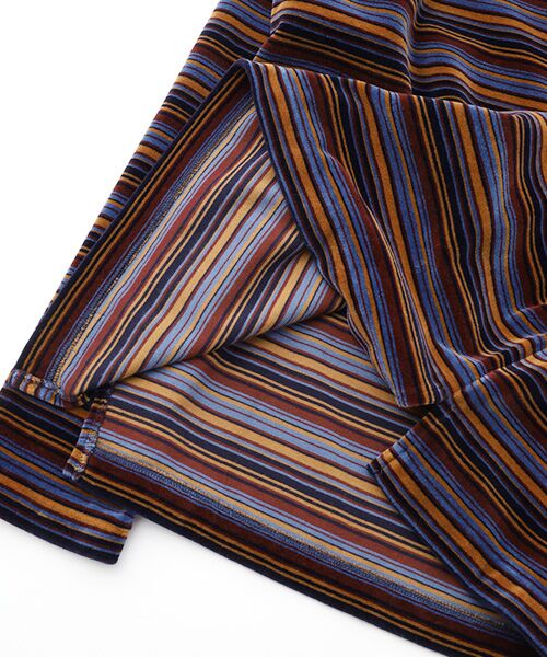 Mademoiselle NON NON / マドモアゼルノンノン カットソー | マルチカラーボーダー＆無地ベロア ボートネックカットソー | 詳細7