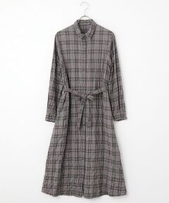 Mademoiselle NON NON / マドモアゼルノンノン ロング・マキシ丈ワンピース | コットンビエラシャーリングチェック シャツワンピース