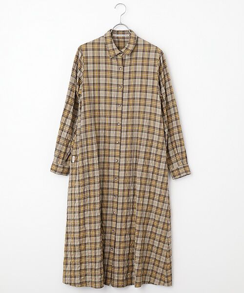 Mademoiselle NON NON / マドモアゼルノンノン ロング・マキシ丈ワンピース | コットンビエラシャーリングチェック シャツワンピース | 詳細5