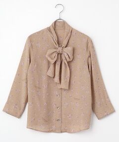 Mademoiselle NON NON / マドモアゼルノンノン シャツ・ブラウス | レーヨンプリント ミニローズ柄ボウタイブラウス