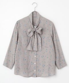 Mademoiselle NON NON / マドモアゼルノンノン シャツ・ブラウス | レーヨンプリント ミニローズ柄ボウタイブラウス