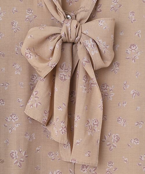 Mademoiselle NON NON / マドモアゼルノンノン シャツ・ブラウス | レーヨンプリント ミニローズ柄ボウタイブラウス | 詳細4