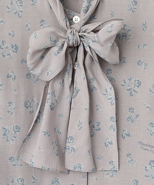 Mademoiselle NON NON / マドモアゼルノンノン シャツ・ブラウス | レーヨンプリント ミニローズ柄ボウタイブラウス | 詳細6