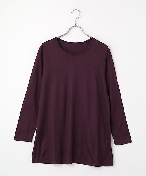 Mademoiselle NON NON / マドモアゼルノンノン カットソー | スーパーウォッシャブルウール先染天竺 Aラインチュニック（ワイン）