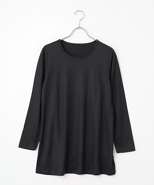 Mademoiselle NON NON / マドモアゼルノンノン カットソー | スーパーウォッシャブルウール先染天竺 Aラインチュニック（クロ）