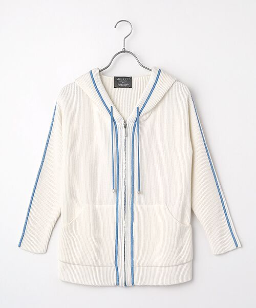 Mademoiselle NON NON / マドモアゼルノンノン パーカー | <MUSETTI>ムゼッティー コットンニットパーカー（シロ×ブルー）