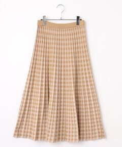 Mademoiselle NON NON / マドモアゼルノンノン ロング・マキシ丈スカート | ジャガードチェック柄フレアーニットスカート