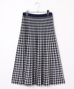 Mademoiselle NON NON / マドモアゼルノンノン ロング・マキシ丈スカート | ジャガードチェック柄フレアーニットスカート