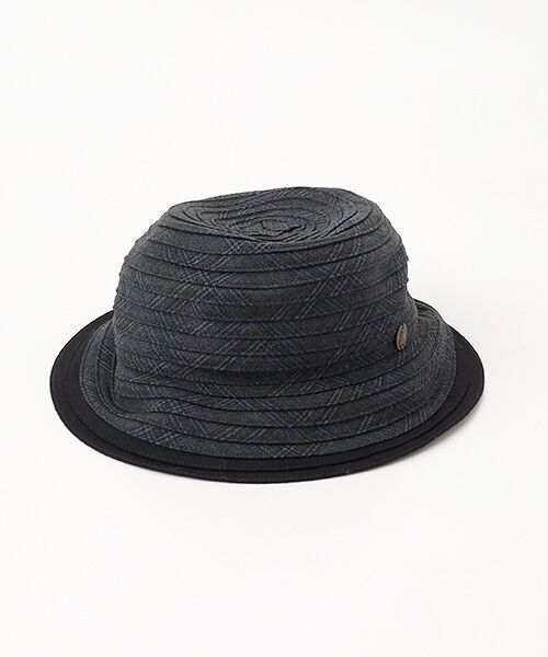 Mademoiselle NON NON / マドモアゼルノンノン ハット | ウールフランネルストレッチムジ&チェック ブレードクローシェ（ネイビー系グレンチェック）