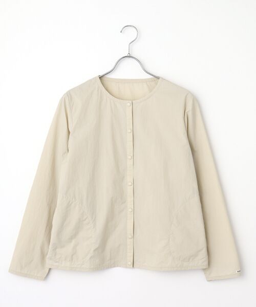 Mademoiselle NON NON / マドモアゼルノンノン ブルゾン | ナイロンタフタ撥水 ノーカラーブルゾン（アイボリーベージュ）