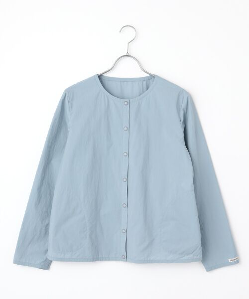 Mademoiselle NON NON / マドモアゼルノンノン ブルゾン | ナイロンタフタ撥水 ノーカラーブルゾン（サックス）