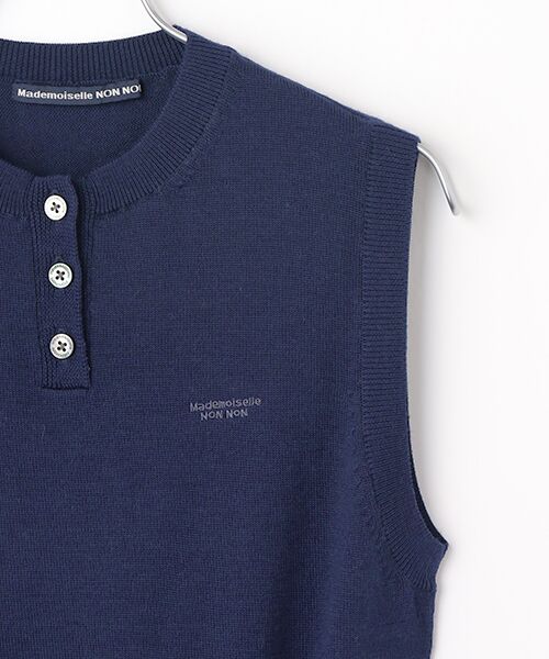 Mademoiselle NON NON / マドモアゼルノンノン ベスト | ウルトラファインウール ヘンリーネックニットベスト | 詳細7
