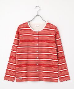 Mademoiselle NON NON / マドモアゼルノンノン カーディガン・ボレロ | 天竺ジャガードボーダーカーディガン