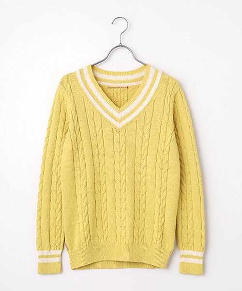 Mademoiselle NON NON / マドモアゼルノンノン ニット・セーター | COTTON VINTAGE天竺 クリケットセーター（レモンイエロー）
