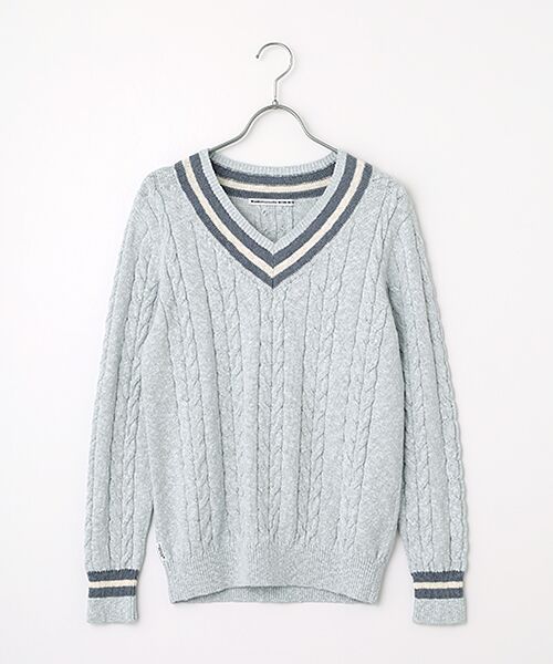 Mademoiselle NON NON / マドモアゼルノンノン ニット・セーター | COTTON VINTAGE天竺 クリケットセーター（サックス）