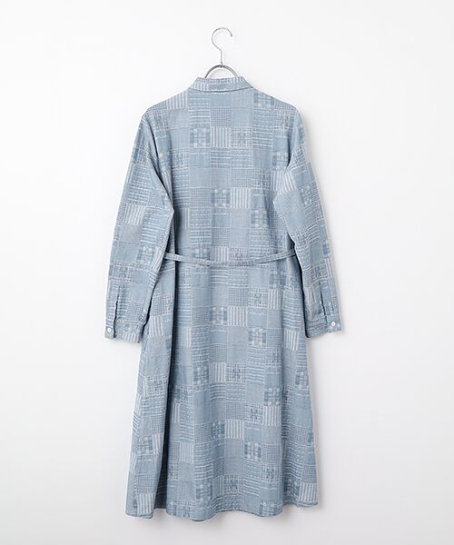 Mademoiselle NON NON / マドモアゼルノンノン ロング・マキシ丈ワンピース | コットンダンガリージャガード 同色パッチワーク柄シャツワンピース | 詳細1